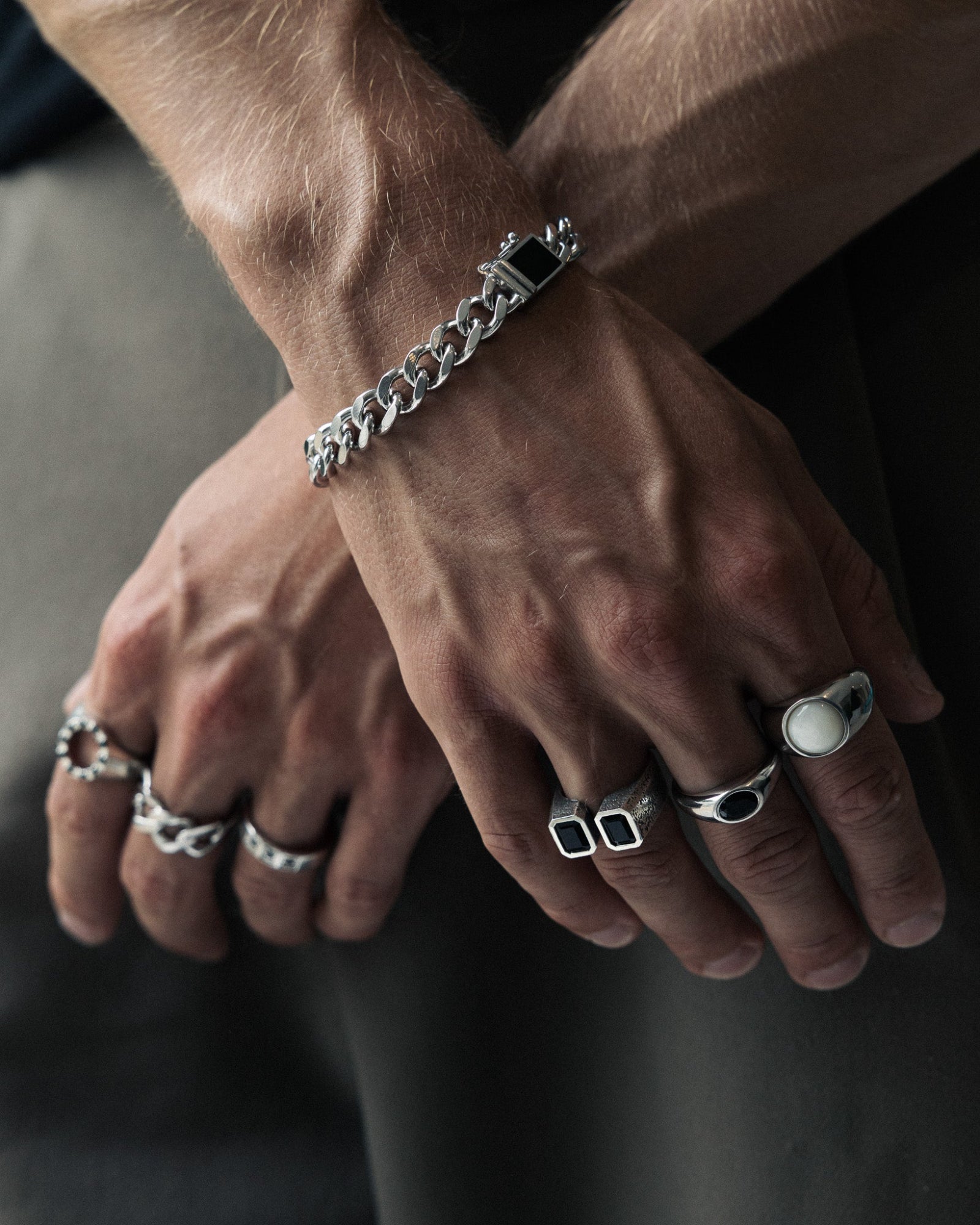Felix ring worn on a model's hand