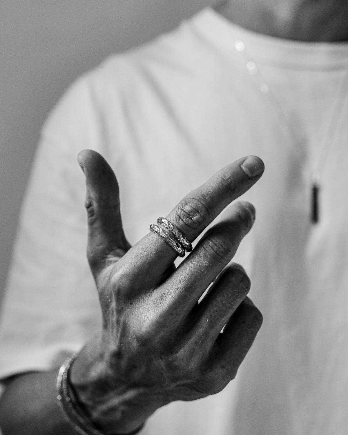 Model wearing the Jasper Ring handcrafted from solid 925 sterling silver.