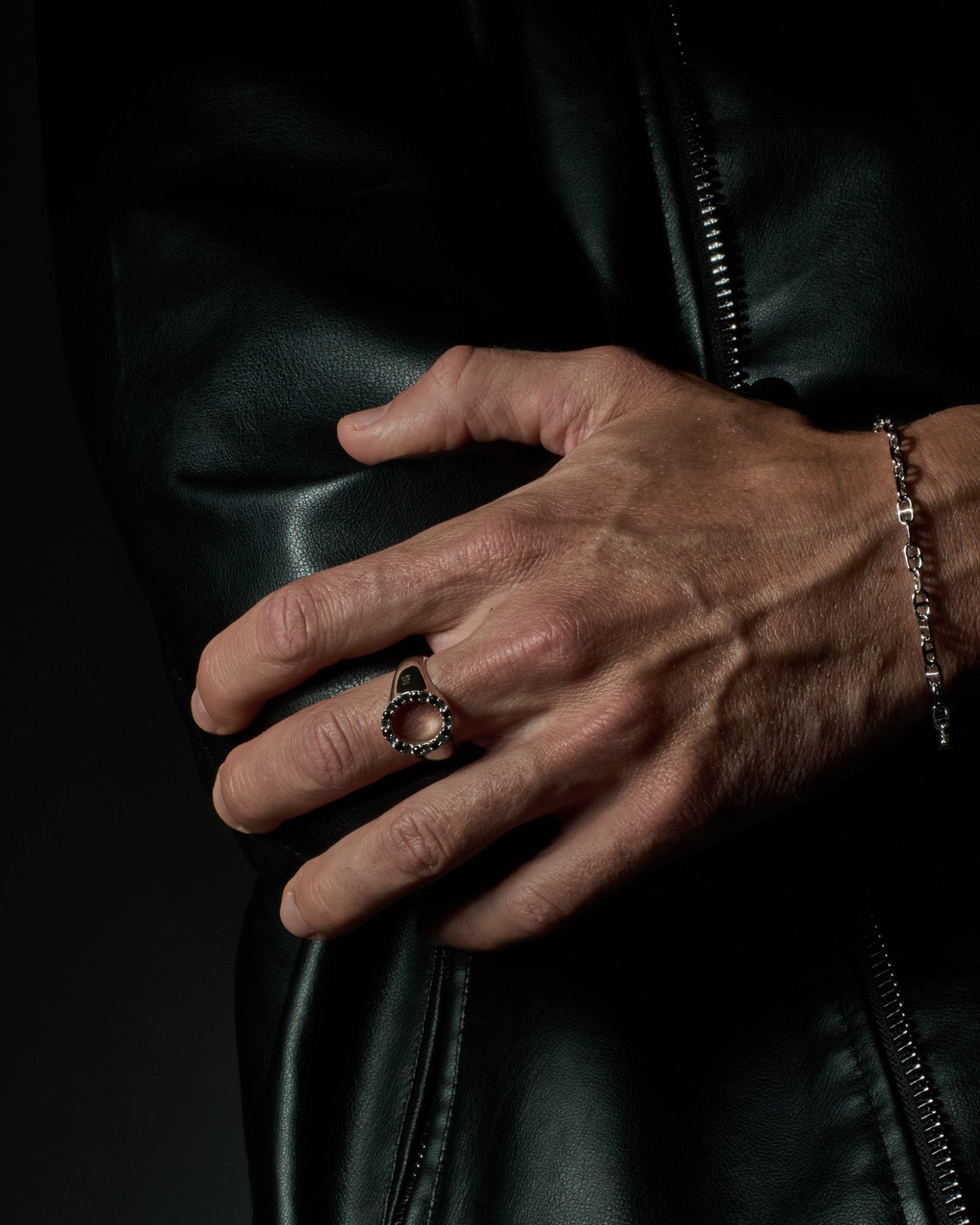 Octavia ring styled on hand