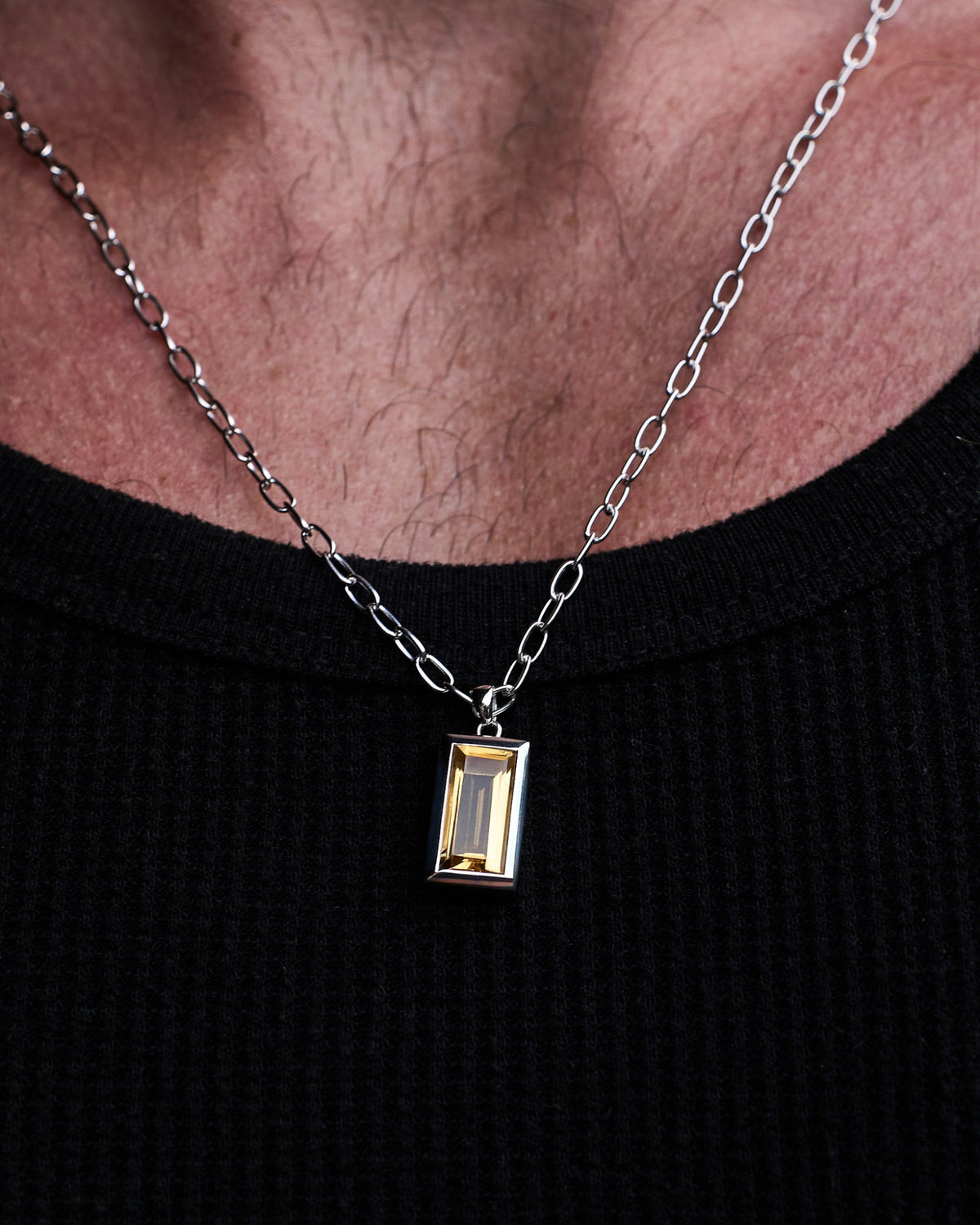 Premium sterling silver Sona Citrine Pendant featuring a citrine-coloured stone.