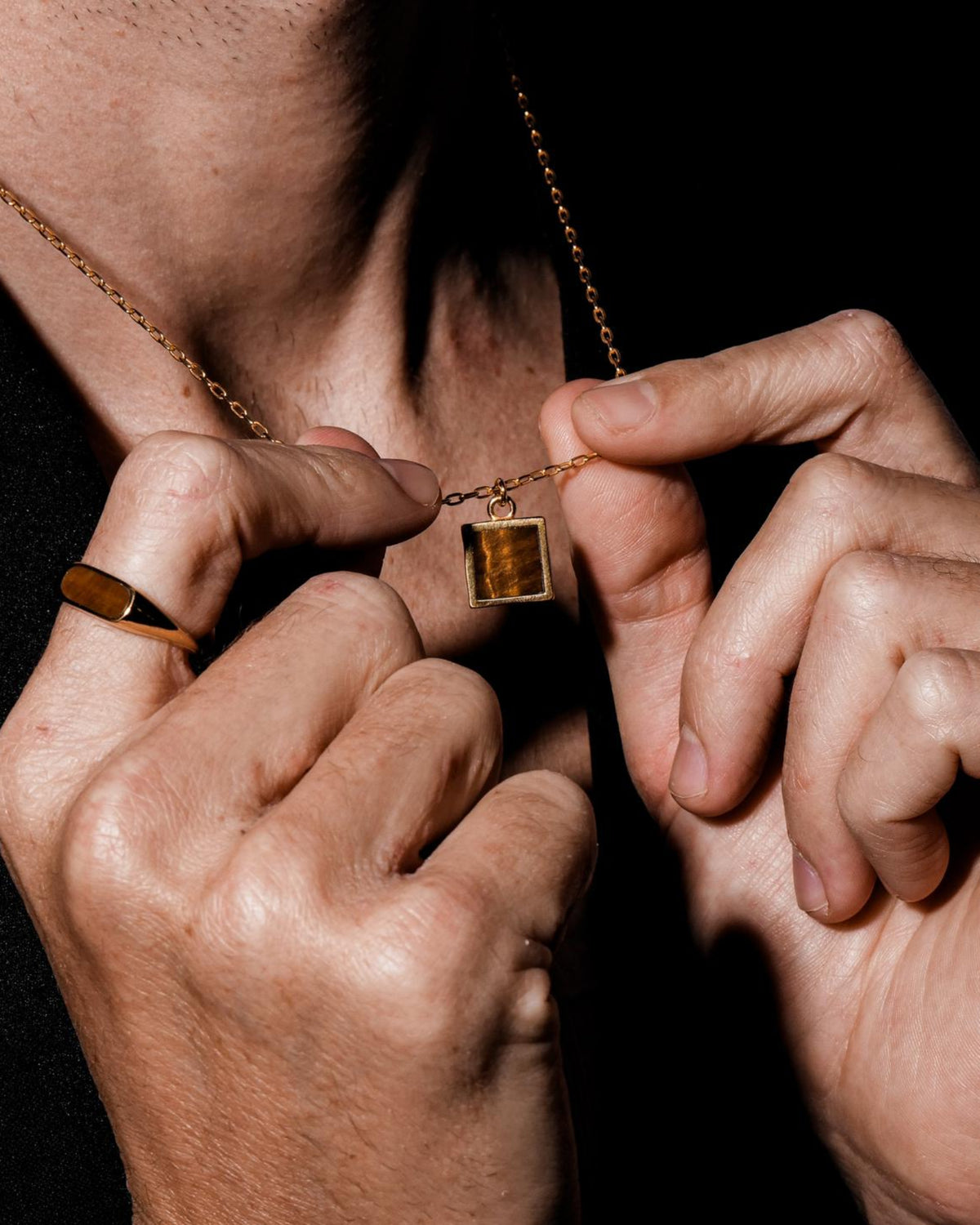 Tiger's Eye Pendant handcrafted from solid 925 sterling silver with a premium 3.5 micron 18K gold vermeil finish featuring genuine tiger's eye.