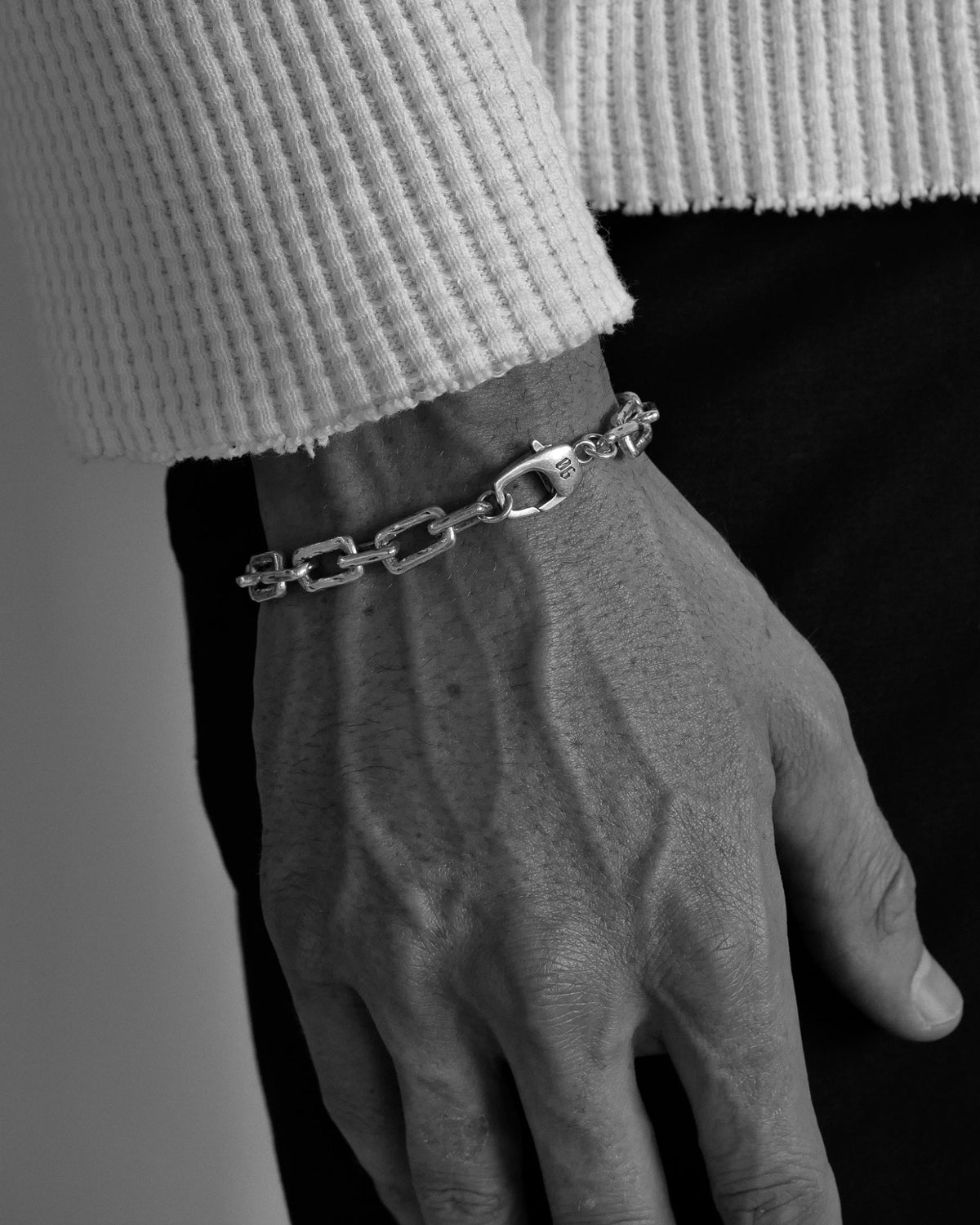 Premium sterling silver Curtis Bracelet with oversized paperclip chain links.