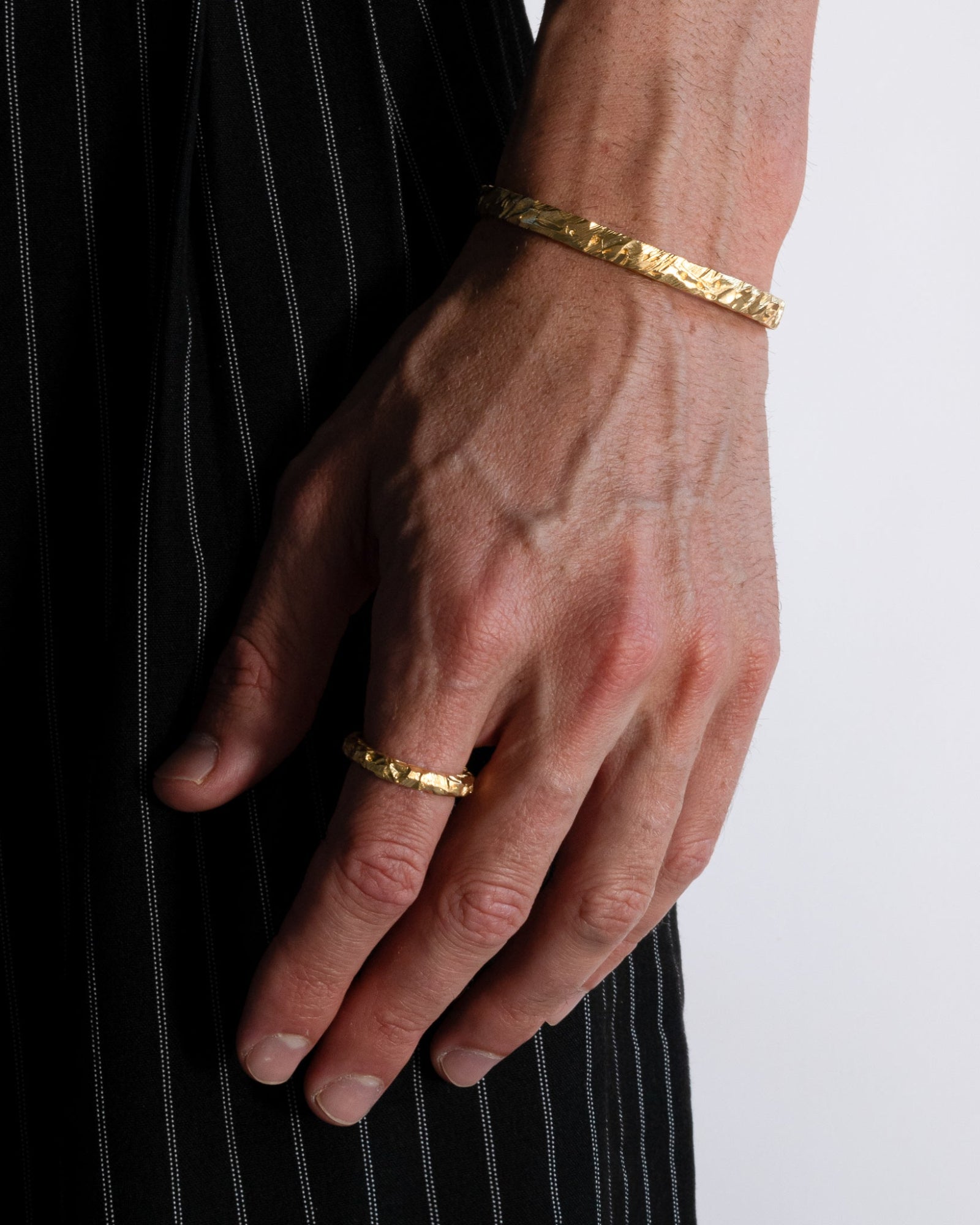 asper cuff bracelet worn on a model's wrist